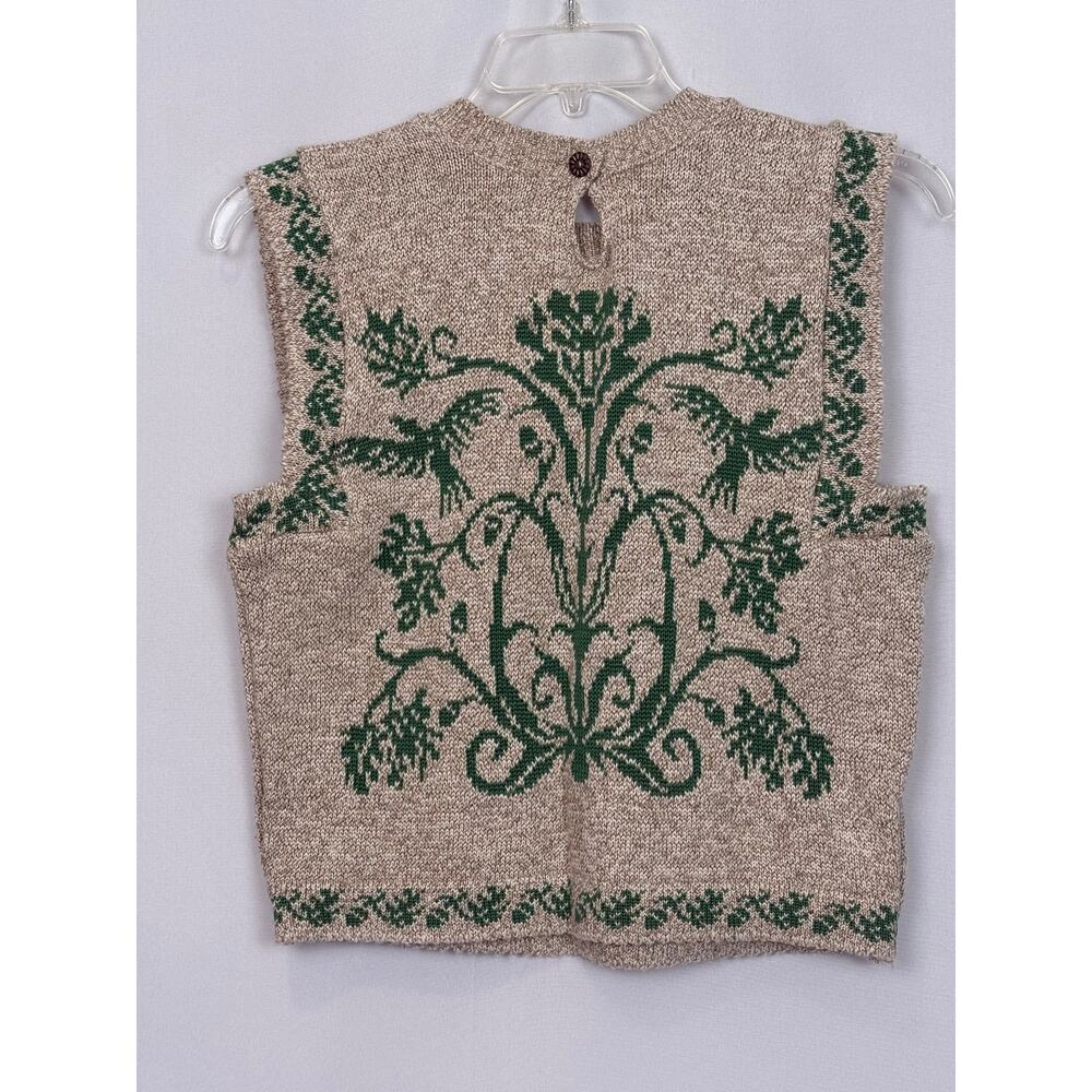 Vintage Cullinane Thistle Botanical Sweater Vest Medium 100% Cotton USA - Picture 3 of 7